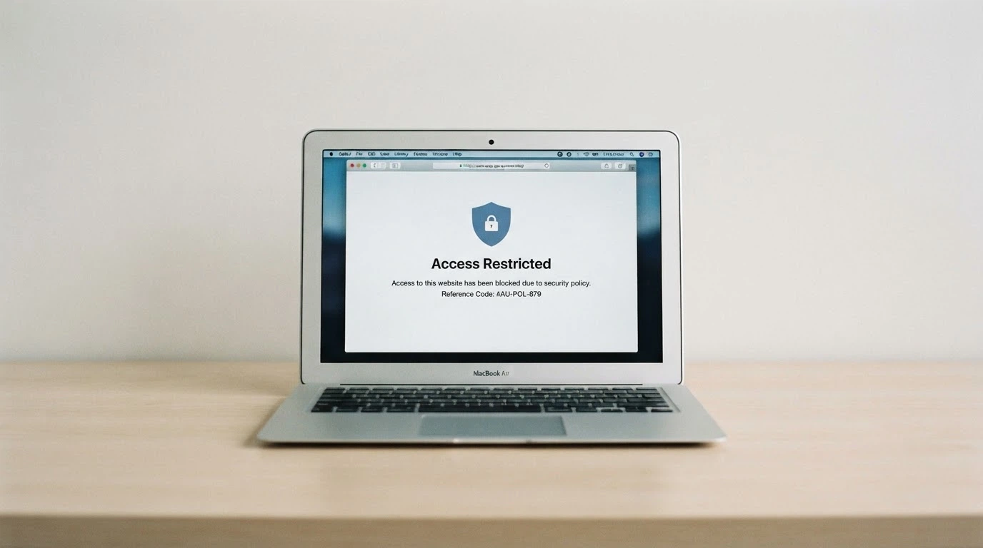 The ACMA logo and the Interactive Gambling Act 2001 on a screen with an ISP block notice
