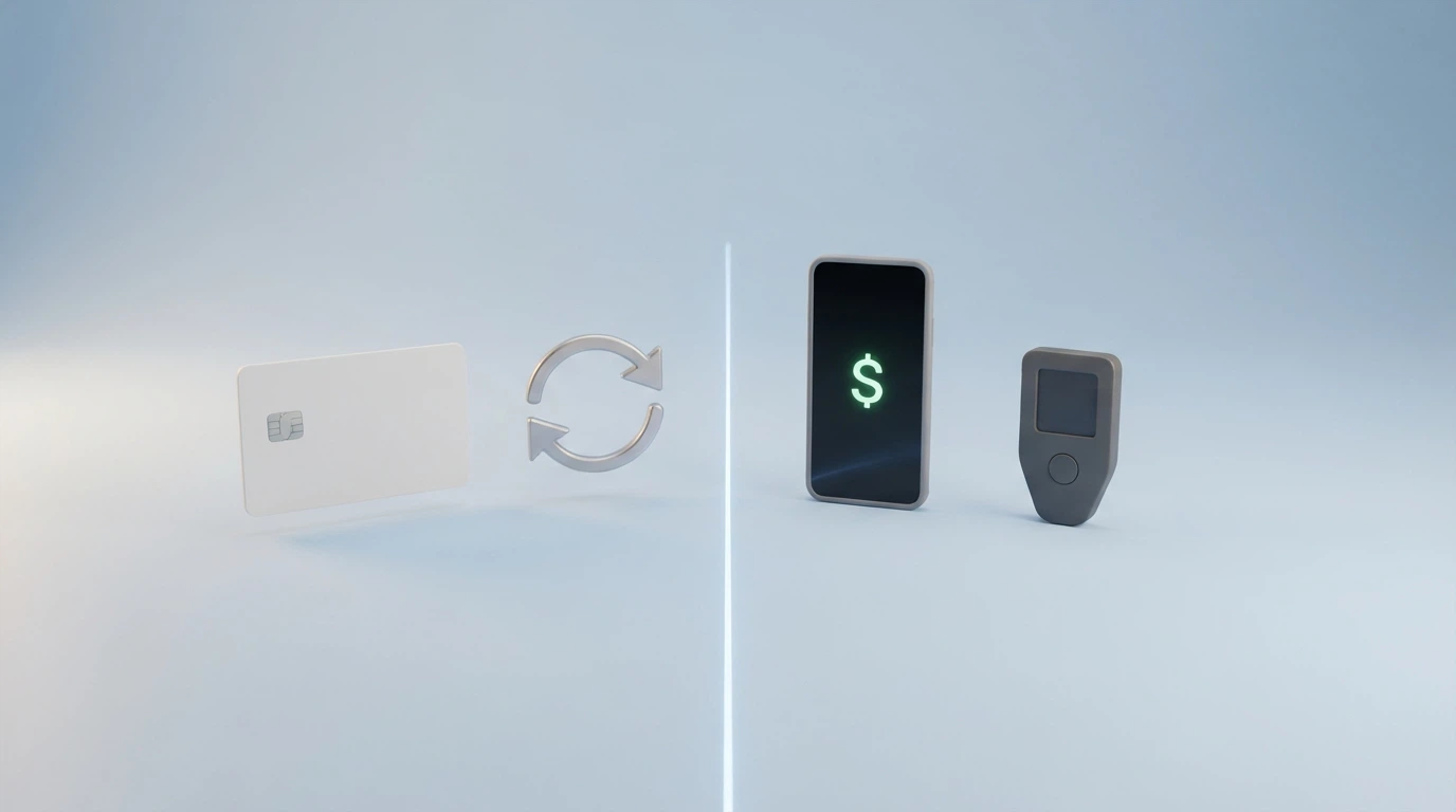 A spread of payment-method icons — PayID, debit card, bank transfer and crypto wallet — arranged with the licensed/offshore divide visually marked