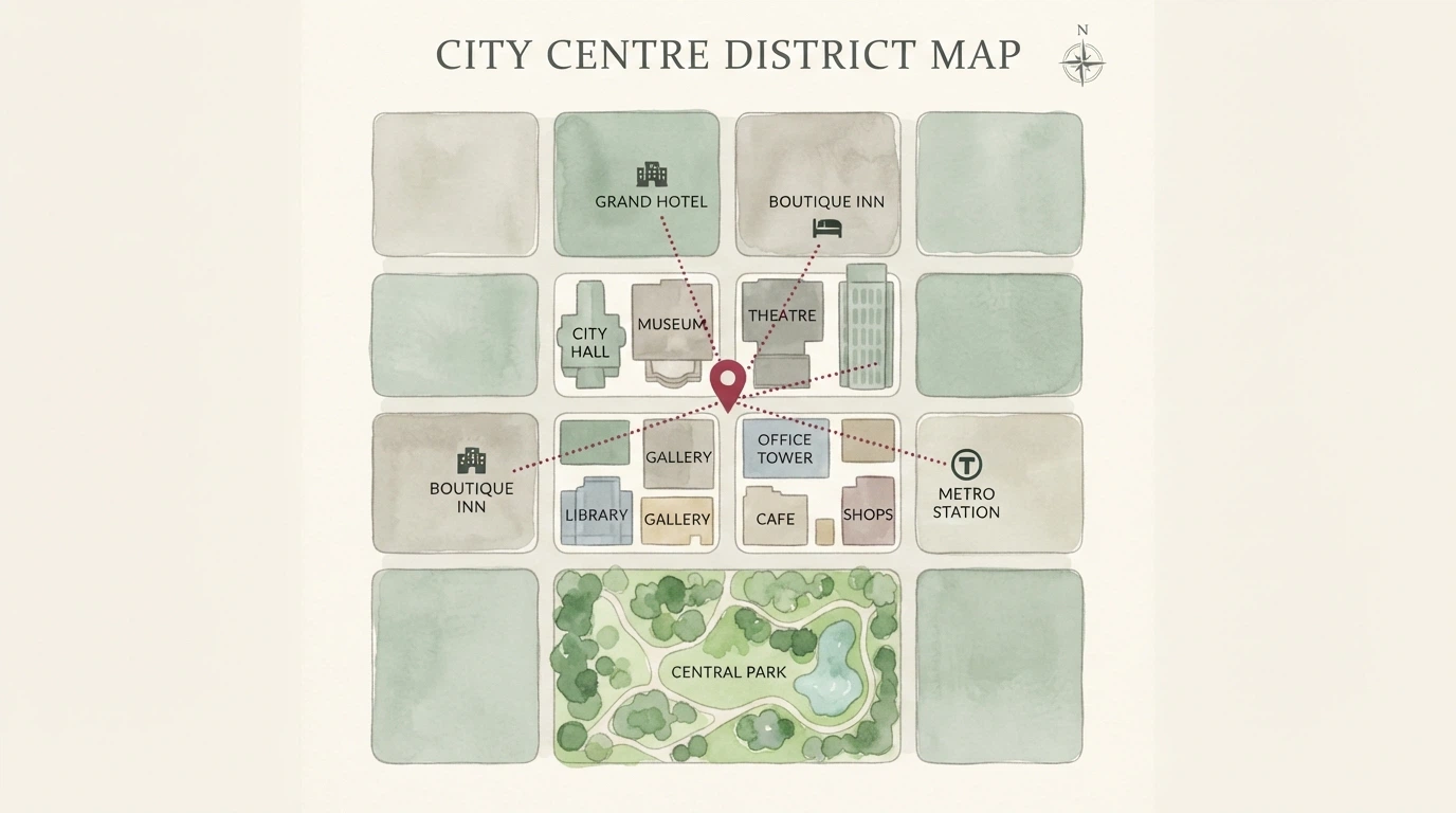 Map showing Casino Canberra's CBD position and surrounding streets