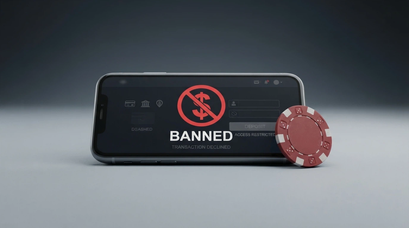 A Bitcoin wallet QR code beside a casino deposit screen, with an Australian regulatory warning overlay
