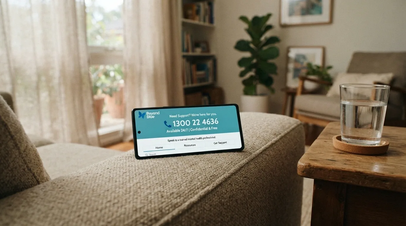 The Gambling Help Online website open on a smartphone screen showing the helpline number