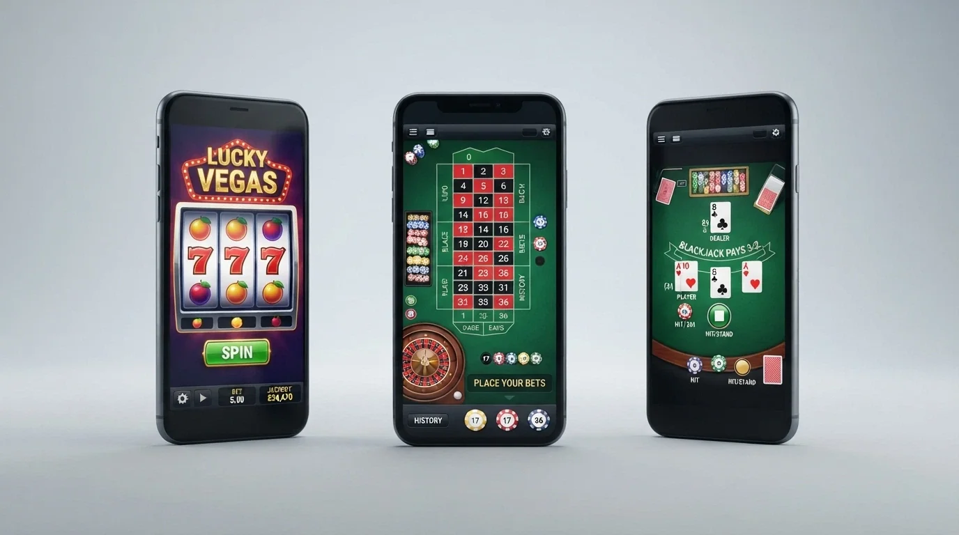 Side-by-side comparison of mobile casino websites on different smartphone screens