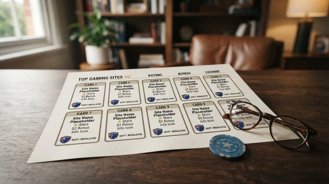 A side-by-side grid of casino brand cards with licence badges, bonus figures and star ratings visible