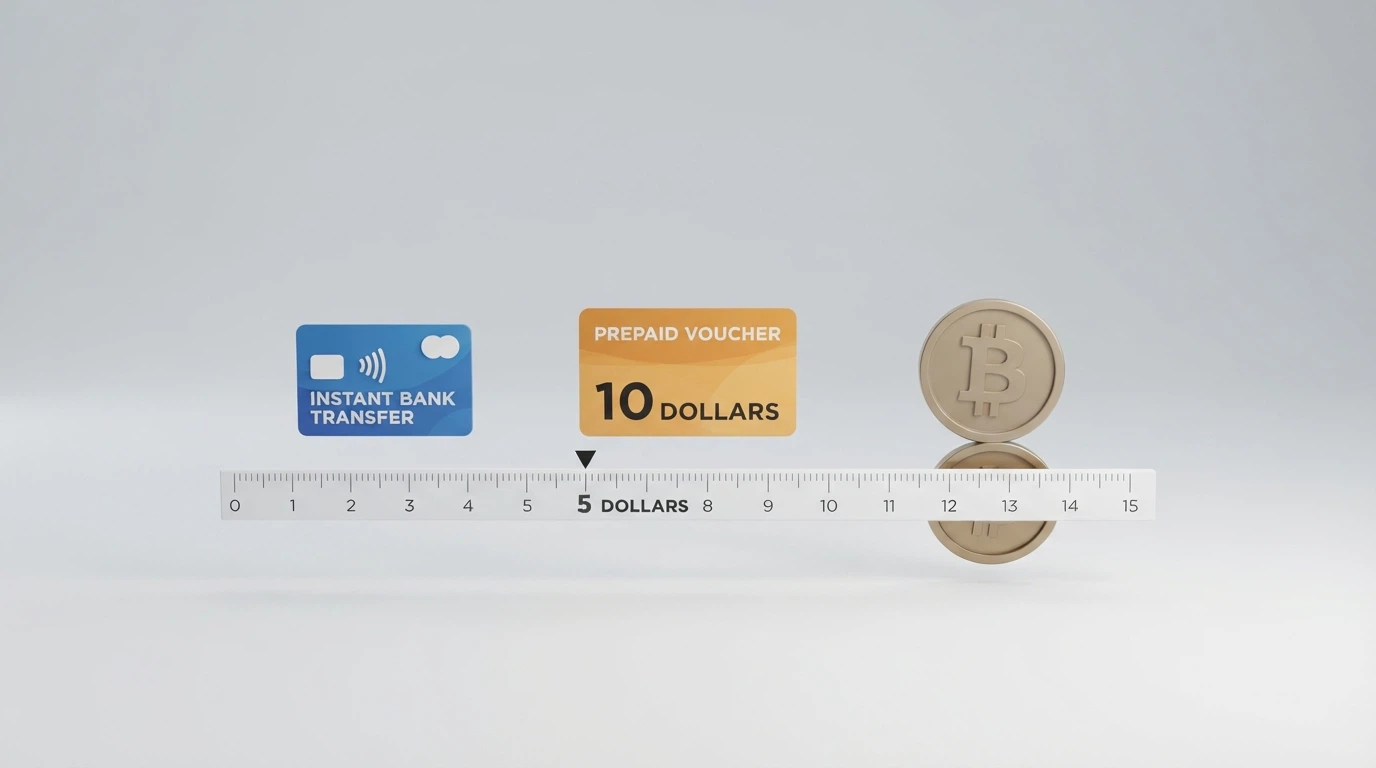 Three payment-method icons side by side — a PayID/Osko logo, a Neosurf voucher card in AU$10 denomination, and a Bitcoin symbol — arranged left to right with a deposit-amount scale beneath each