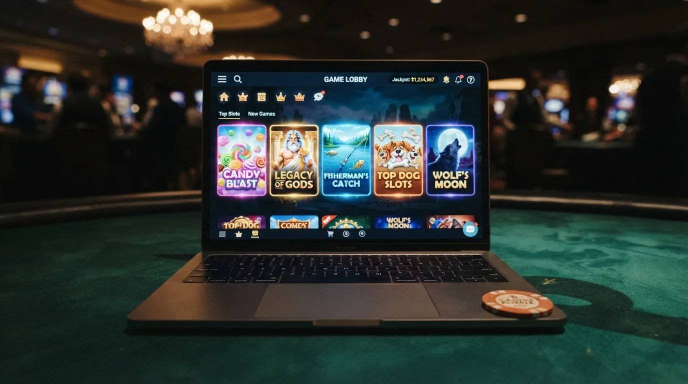 A casino game lobby screen showing Pragmatic Play pokies tiles including Sweet Bonanza, Gates of Olympus and Big Bass Splash